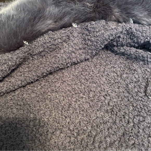 Knox Rose Gray Open Front Cardigan Sweater Faux Fur Detachable Collar Sz. S - Picture 15 of 15